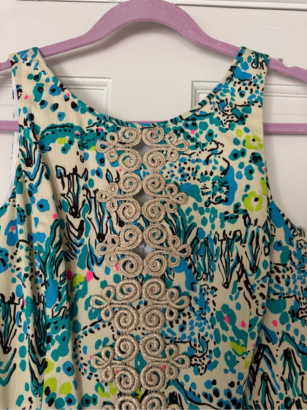 Lilly Pulitzer Teal, Cream & Yellow Floral Shift Dress - Picture 7 of 10